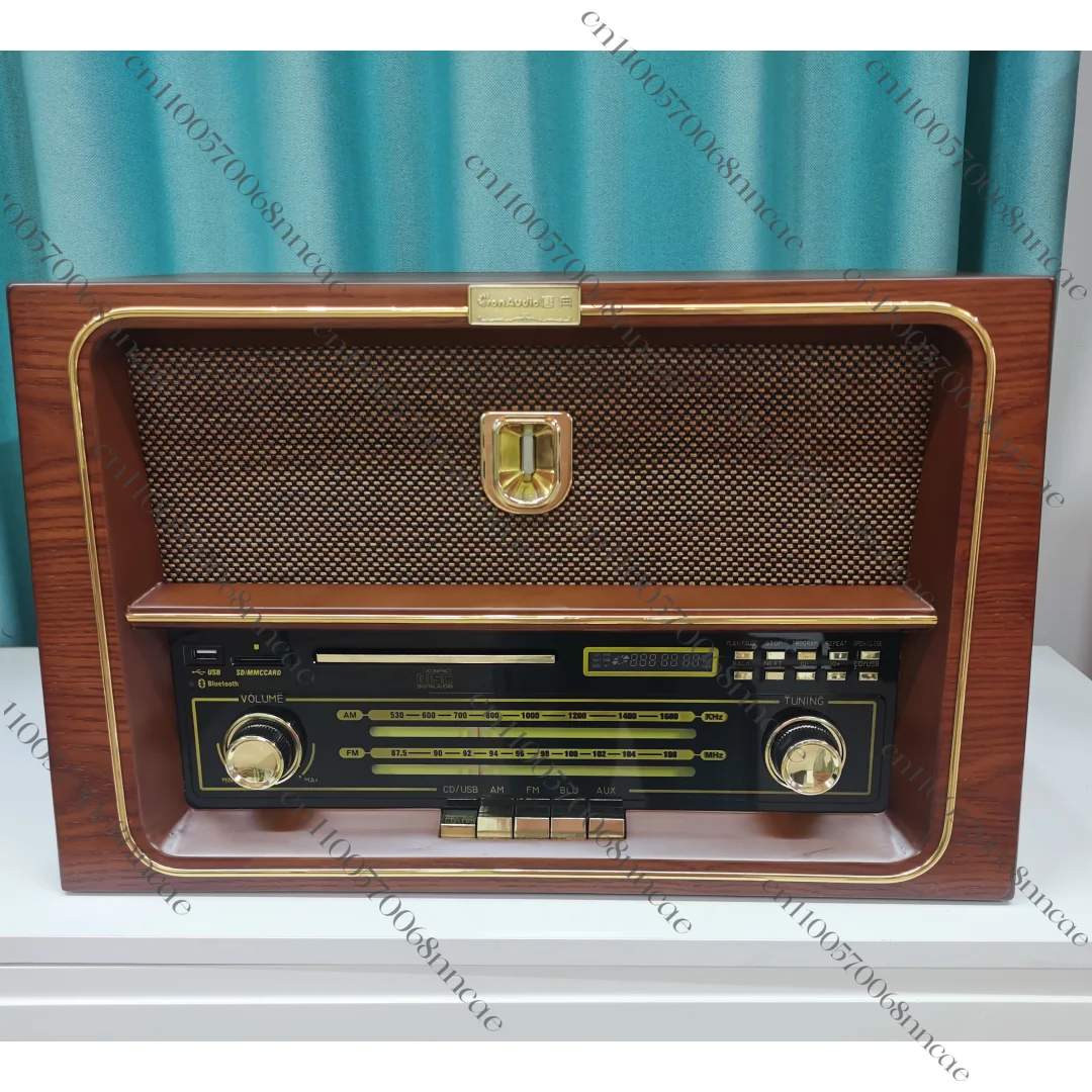 Online Hot Sale Portable Wireless Retro Audio Receiver Creative Wooden Vintage Remote Control Radio Speaker