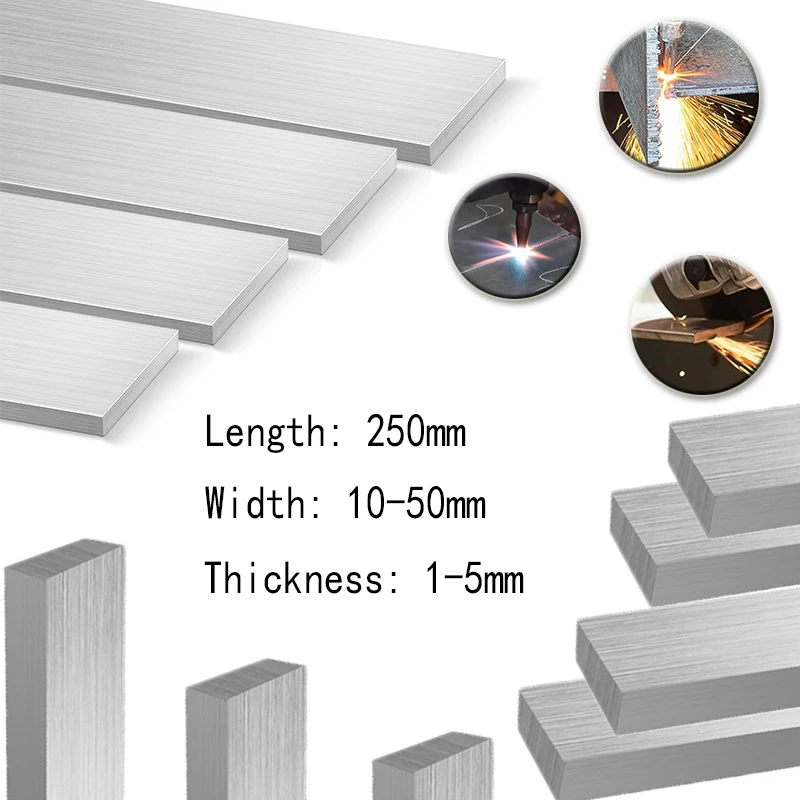 1Pcs 304 Stainlesss Steel Flat Bar 1mm 2mm 3mm 4mm 5mm Length 250mm Stainlesss Steel Flat Bar Plate Rod