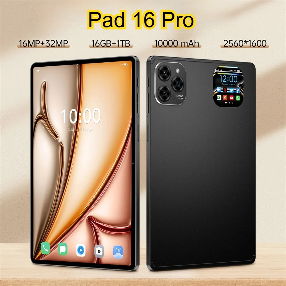 

New Android Tablet Pad 16 Pro 10.1 inch 16GB+1TB Tablets 10000mah Battery Global Version 4G 5G Dual SIM WIFI Tab Kids Tablet PC