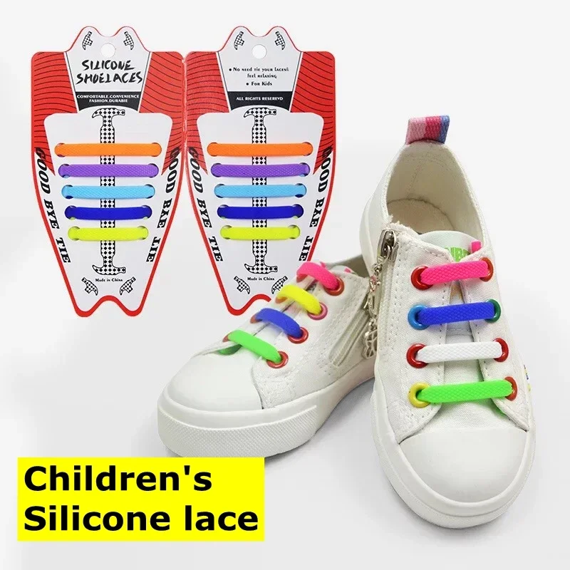 Children's No Tie Shoelaces Without Ties Silicone Shoe Laces Elastic Easy To Put on And Take Off Adult Little Baby Lazy Shoelace