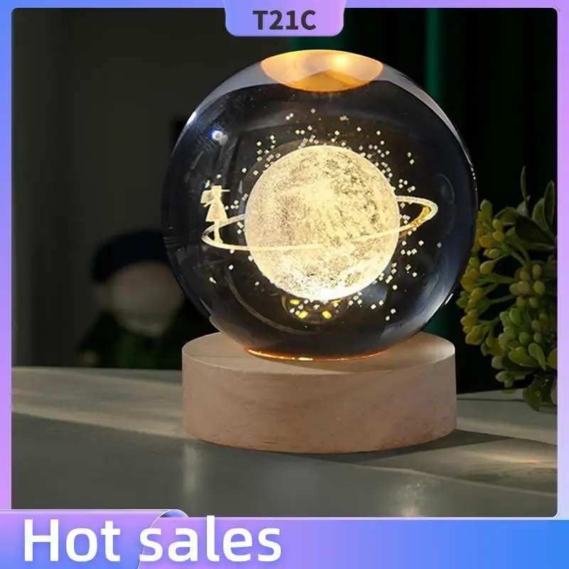 

T21C LED 3D Engraved Galaxy Ball Night Light USB Table Lamp For Bedroom Home Decor Gift For Women And Girls