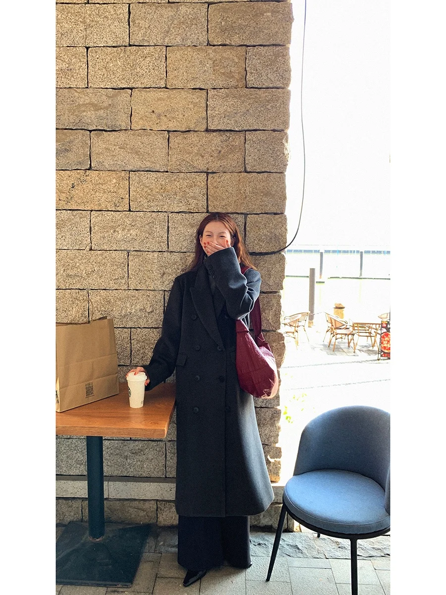 ay Woolen Coat Women's Autumn Winter 2025 New High-End Hepburn Sle Briti Sle Red Personage Museum Long Sve Coat