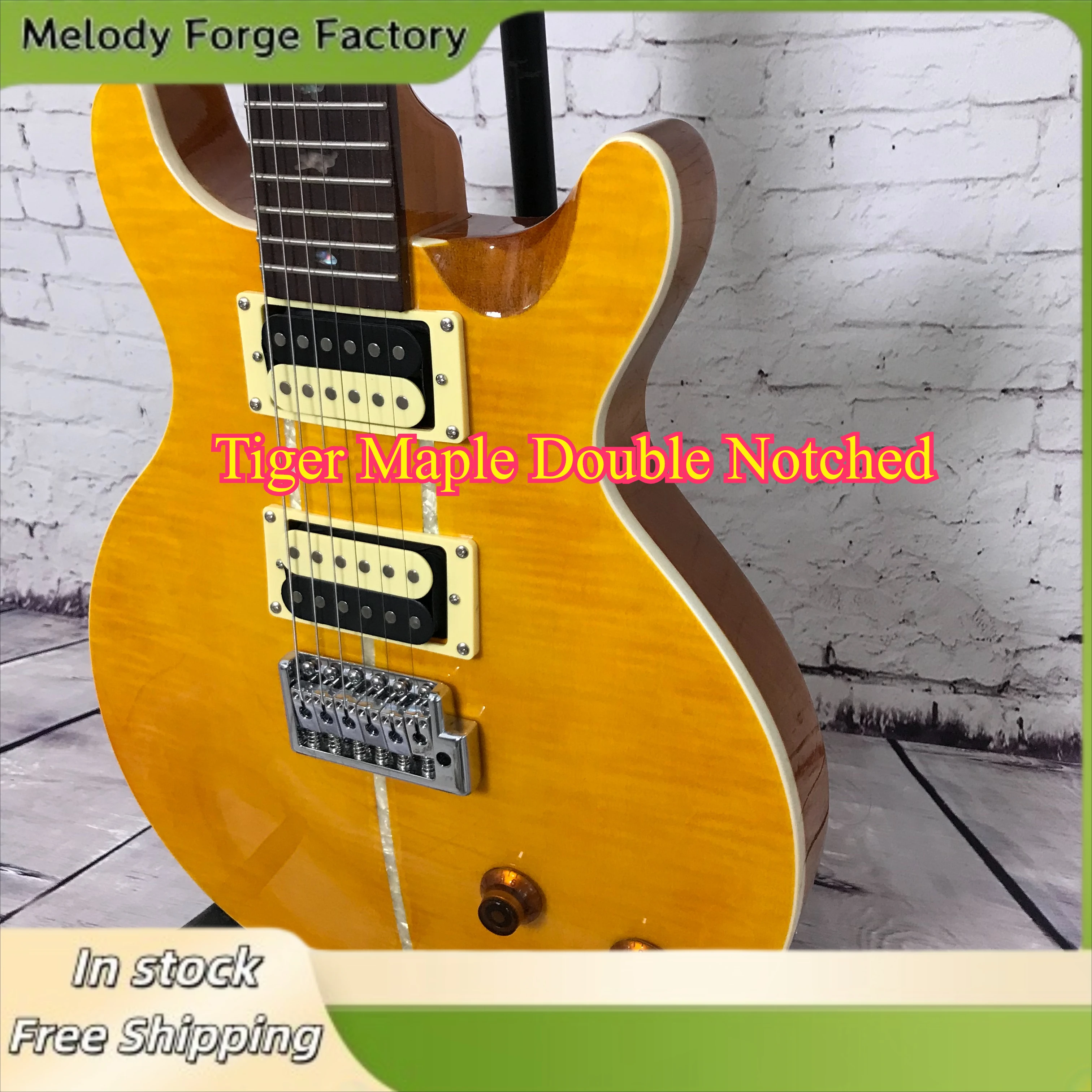 PRS Electric Guitar Tiger Pattern Double Missing Corner HH Rose Wood Fingerboard Solid Wood Body Pearl Shell Inlay Free Shipping