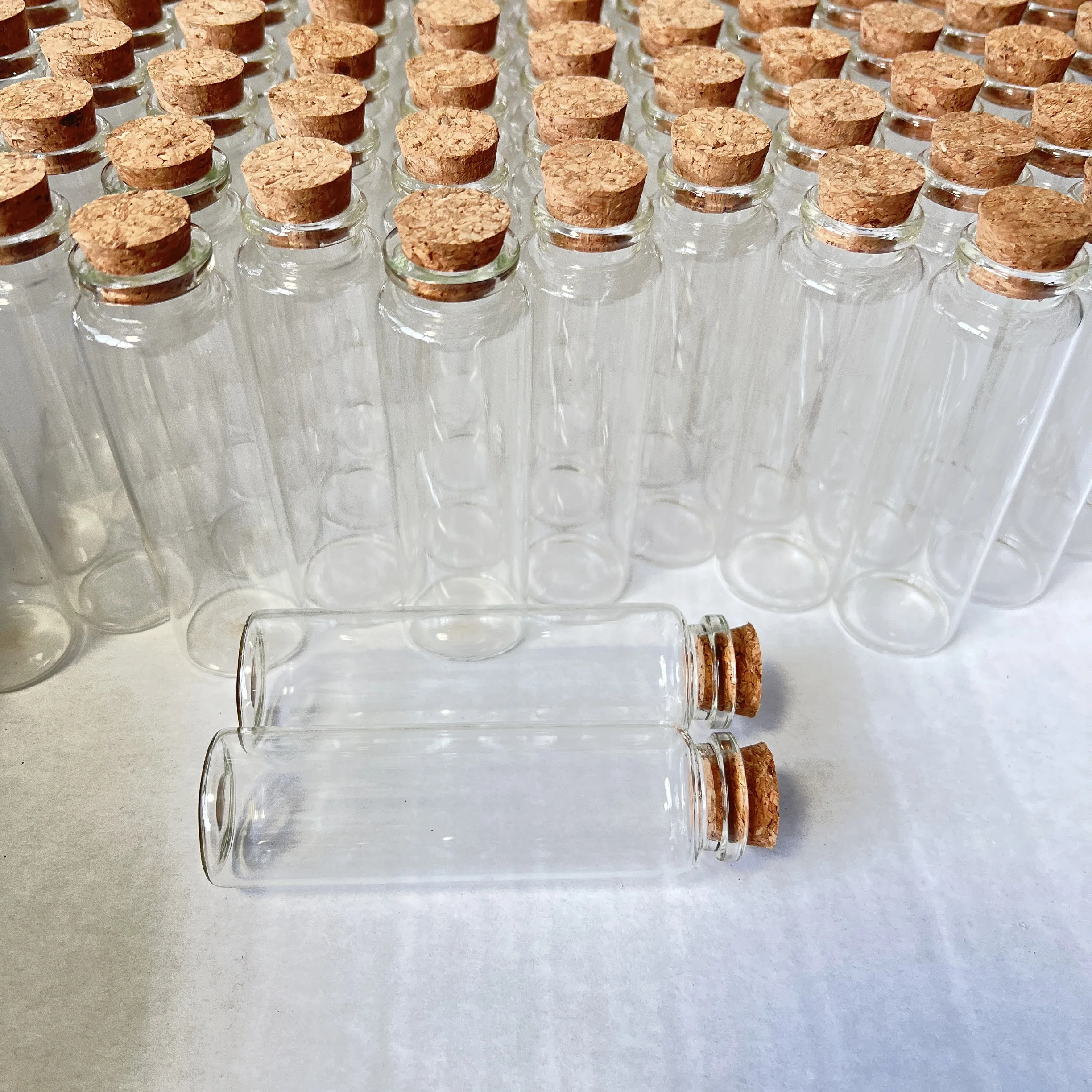 12/21 Pcs 50ml Tall Glass Vials  Cork Stoppers 30x100mm Slim Mini Jars Clear Bottles Seed Storage Christmas  DIY Wedding Favors