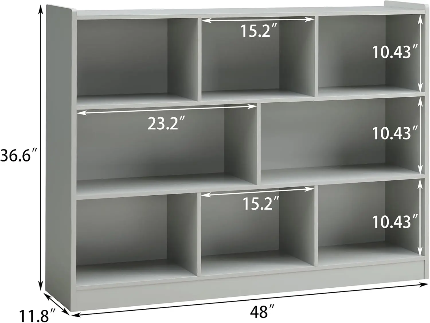 8-Section Wooden Bookcase, Storage Organizer with Anti-Tilt Device, Modern Storage Display Cabinet for Living Room, Classroom, K