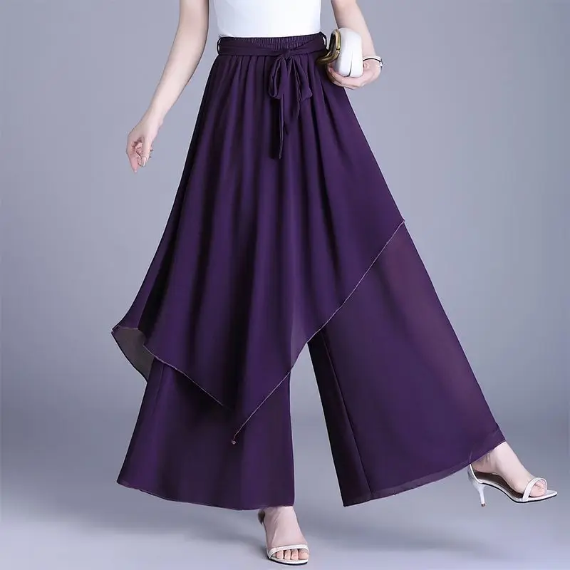 Women Black Capris Skirt Elastic High Waist Korean New Loose Vintage Streetwear Fashion Versatile Thin Casual Trousers Q383