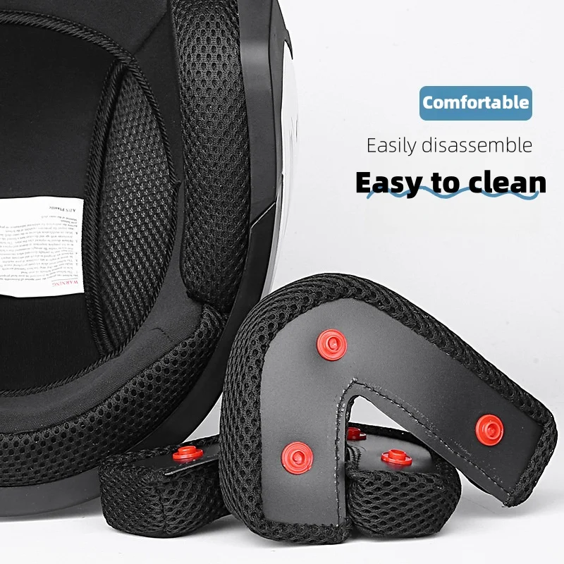 Motorcycle Face Helmet For Men And Women Lightweight Scooter Bike 3/4 Helmet Double-Layer Lens Sunshade Panel Bicycle Helmet