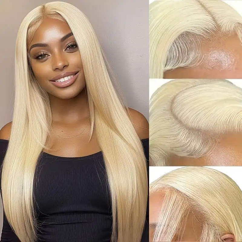 613 باروكة من شعر طبيعي 13x6 شعر مستعار أشقر مستقيم شعر بشري 200 كثافة 38 بوصة باروكات أمامية من الدانتيل 13x4 HD باروكات من الدانتيل للنساء