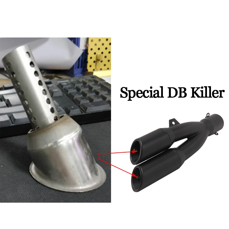 Motorcycle Double Hole Exhaust Pipe Dedicated DB Killer Echappement Escape Moto Stainless Steel Muffler 2 Out  Motorbike