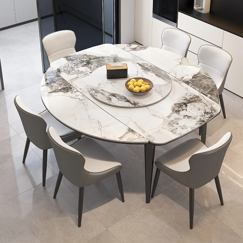 إيطاليا طاولة طعام المعيشة الأبيض قابلة للتمديد المحمولة طاولة طعام المطبخ 6 أشخاص توفير المساحة Mesas Plegables أثاث Portatil