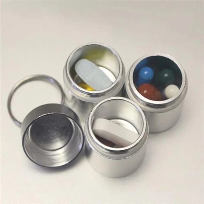 Capsule Shape Aluminum Pill Case Delicate Seal Medicine Organizer Box Keychain Outdoor Pocket Pill Waterproof Holder Container