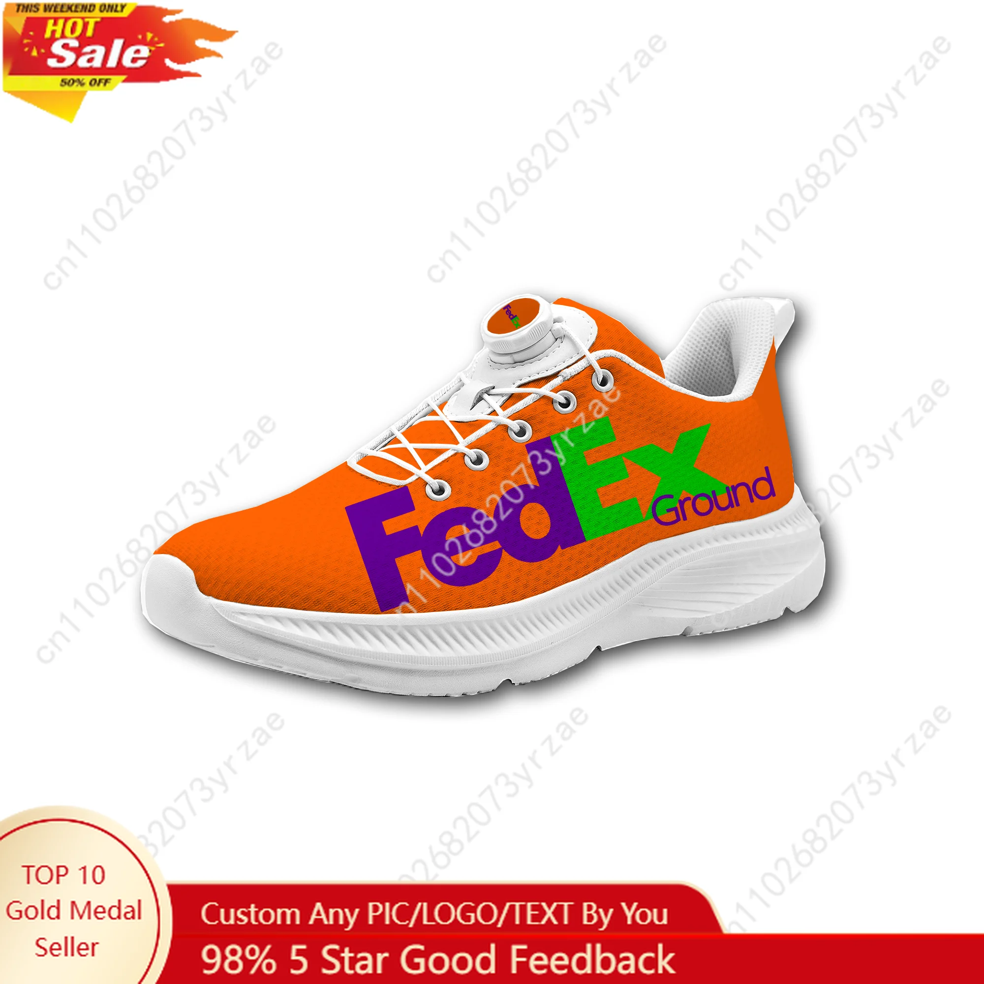 

FedEx Ground Sneakers Mens Womens Walking Shoes Laceless Rotating Button Sports Shoe Fashion Lightweight Custom Made Sneaker