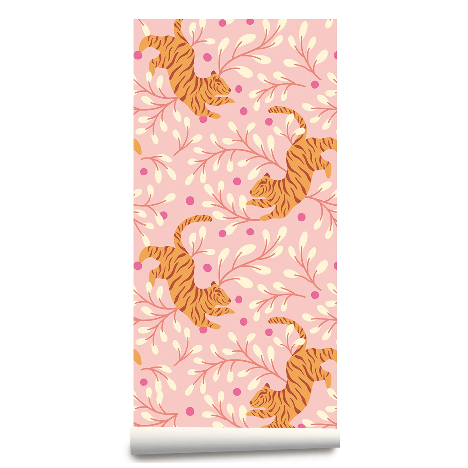 

Leaping Cheetah Peel & Stick Wallpaper Pink Tiger Jungle Animal Wallpaper Vinyl Contact Paper for Nursery Girls Bedroom Cabinets