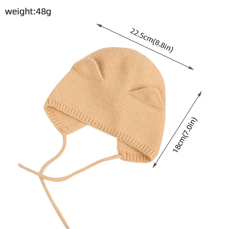 Cute Baby Knitted Hat Autumn Winter Warm Beanie Cap Kids Girl Boy Solid Color Cartoon Cat Ear Toddler Ear Protection Bonnet Hats