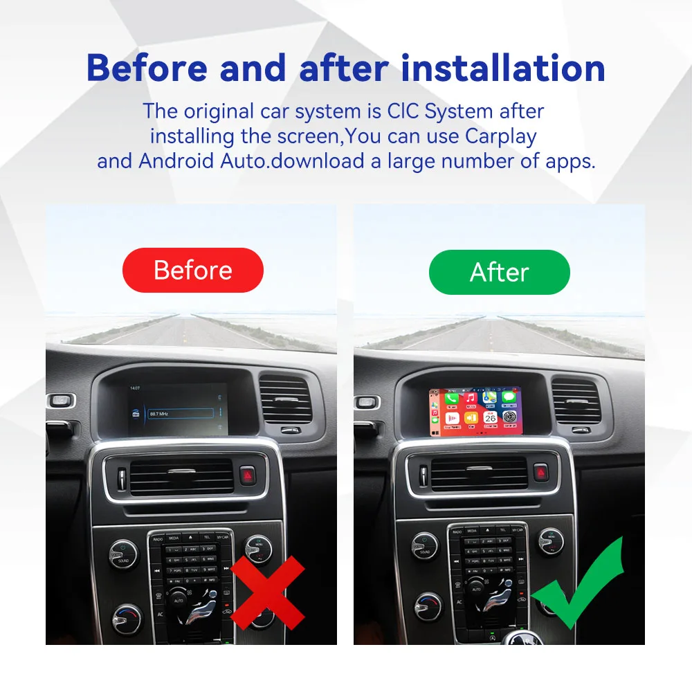 

Wireless CarPlay Box Android Auto decoder For Volvo xc60 s60l v60 v40 s60 with rear view camera support multimedia navigation