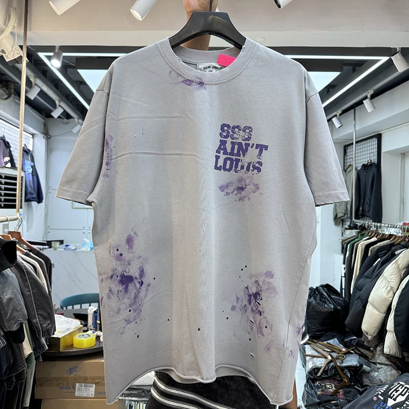 

Футболка Waed American High Street Heavyweight с буквенным принтом, летняя, винтажная, свободного кроя, в стиле хип-хоп, модная молодежная одежда