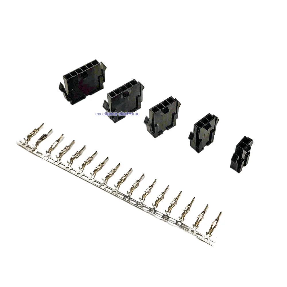 10/20/50sets 3.0 mm Micro-Fit 3.0 Connector Single Row Receptacle Housing 2 Pin 3 4 5 6 Circuit Plug House Terminal 43640 43645