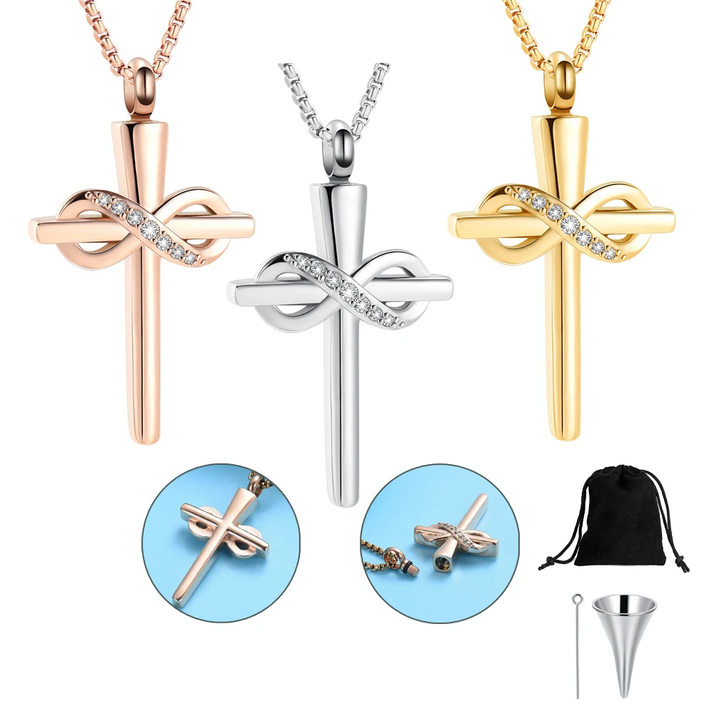 

Religious Cross Urn Necklaces for Ashes Cremation Ashes Stainless Steel Memorial Keepsake Holder Necklace Urn Jewelry