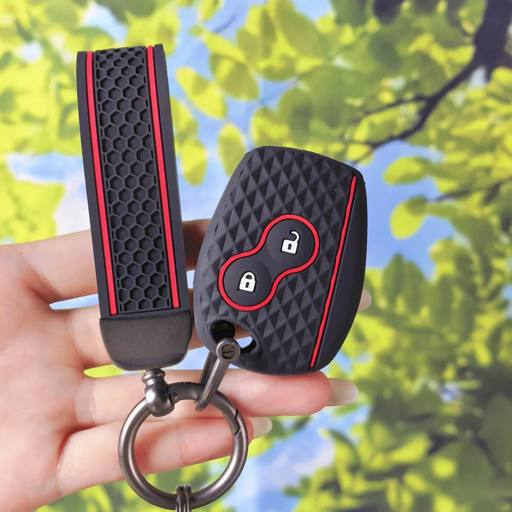 Dynamic Rhombus Dot Silicone Key Sleeve With Keychain For Renault Clio Scenic Logan Megane Duster Sandero Soft Touch Key Fob