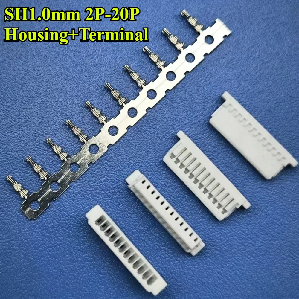 500Pcs JST SH1.0 1.0mm Pitch Plastic Housing Terminal Connector 2/3/4/5/6/7/8/9/10/12/14/15/20 Pin Socket Shell SHR-06V-S-B