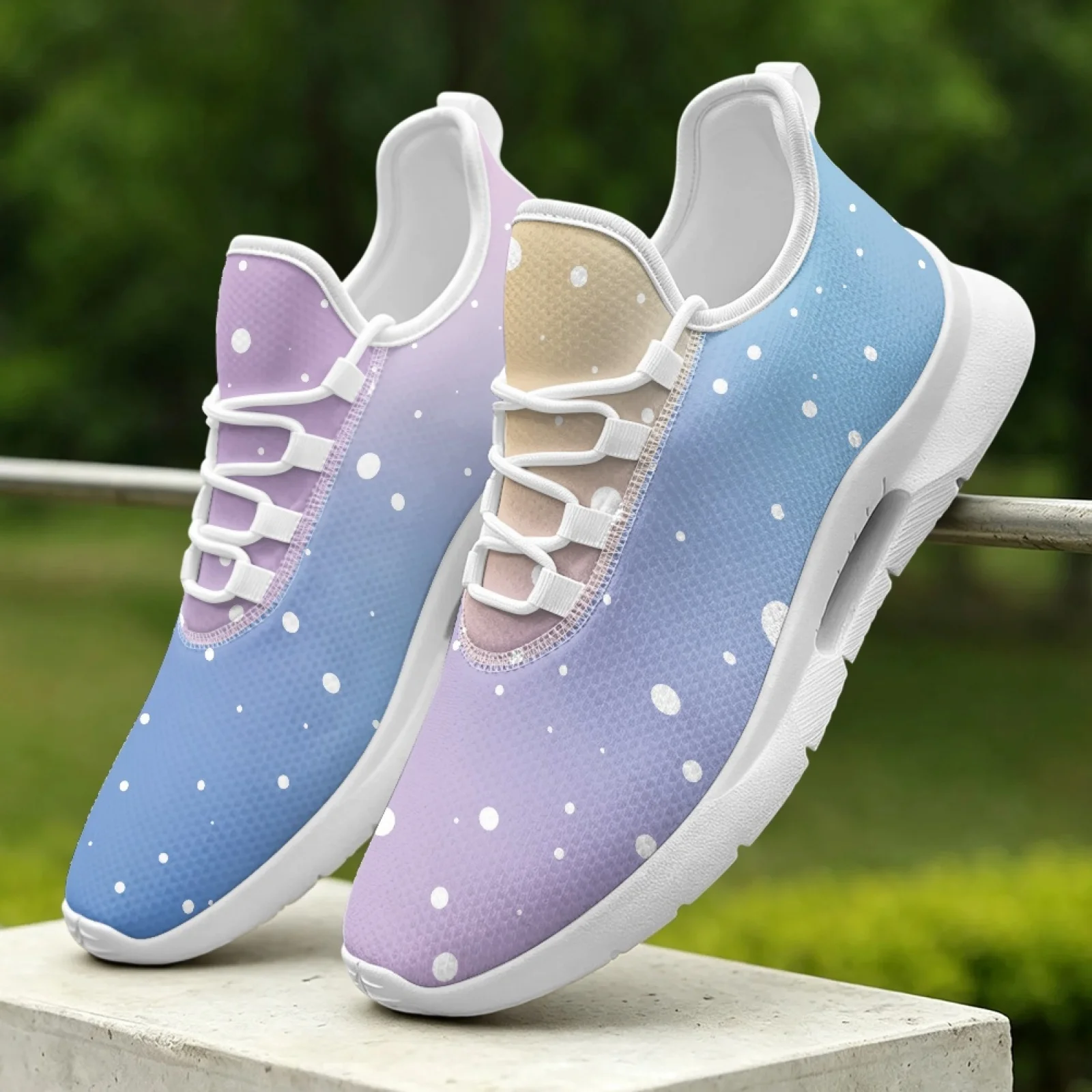 XIXIRIMIDO Lace-up Casual Shoes Mens Sneakers Comfortable Mesh Breathable Walking Shoe Women's Lightweight Sneaker Soft Gradient