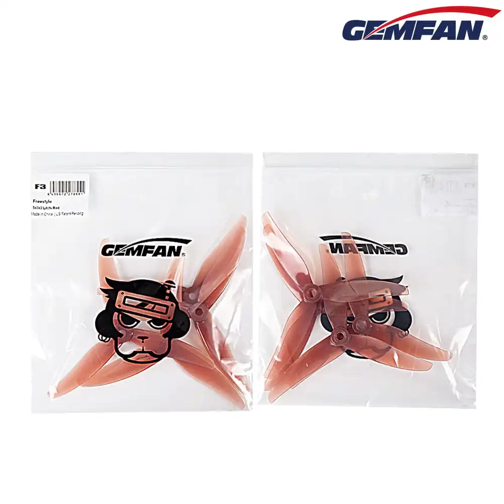 Gemfan Freestyle3S 3 Blade 5 Inch Propeller 10 Pairs 10CW 10CCW Random Color, 15mm Hub for 5mm Mount