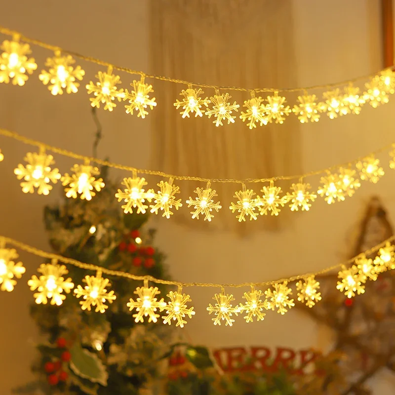 

1,5-10 м снежинка светодиодные гирлянды зимний сказочный свет на батарейках свадьба Новый год рождественские украшения для дома Noel Navidad