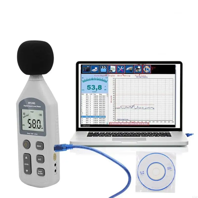 57QF مقياس مستوى الصوت الدقيق 30 130 ديسيبل اختبار مستوى الضوضاء مع سهولة قراءة شاشة LCD للمنزل ومكان العمل