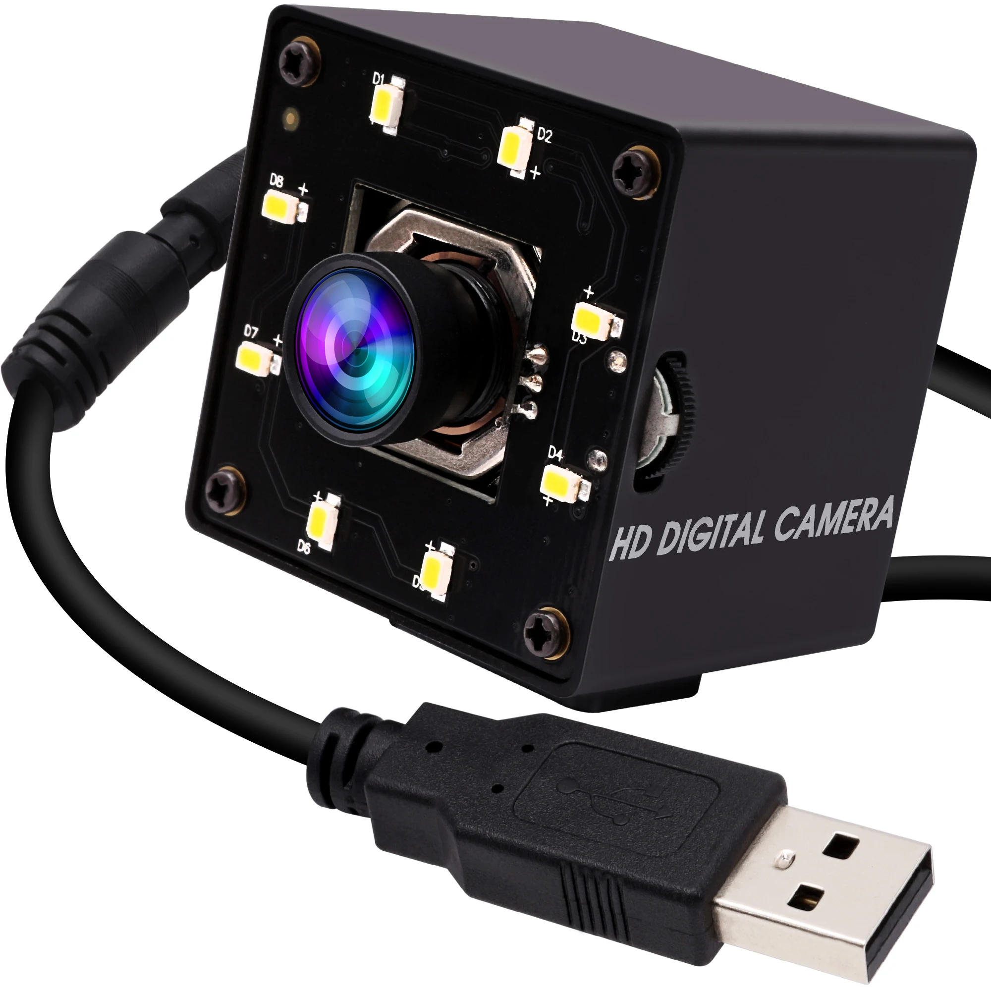 Autofocus 4K Webcam with Wide Angle No Distortion Lens and White LED Day Night Vision Mini PC Camera IMX415 8MP Webcam