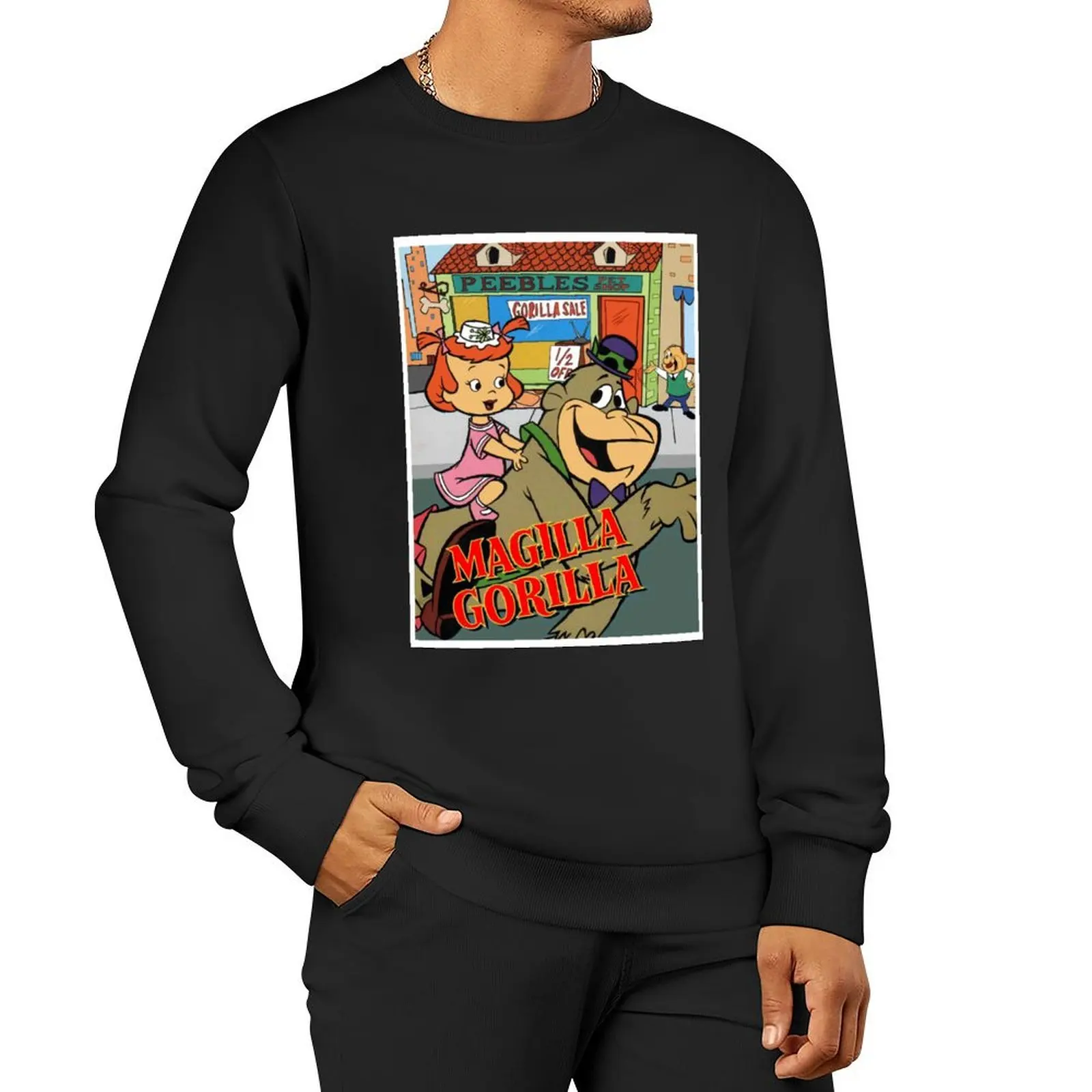 MAGILLA GORILLA : Vintage Cartoon Abstract Character Print Pullover Hoodie korean autumn clothes sweatshirts for men