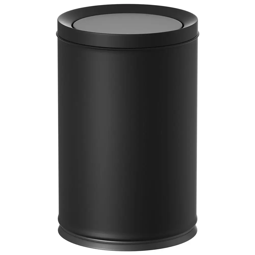 

2.4GAL Black Bathroom Trash Can with Lid,Swing Lid,Double Bucket,Small Wastebasket,Modern Garbage Can for Bathroom,Bedroom,Of
