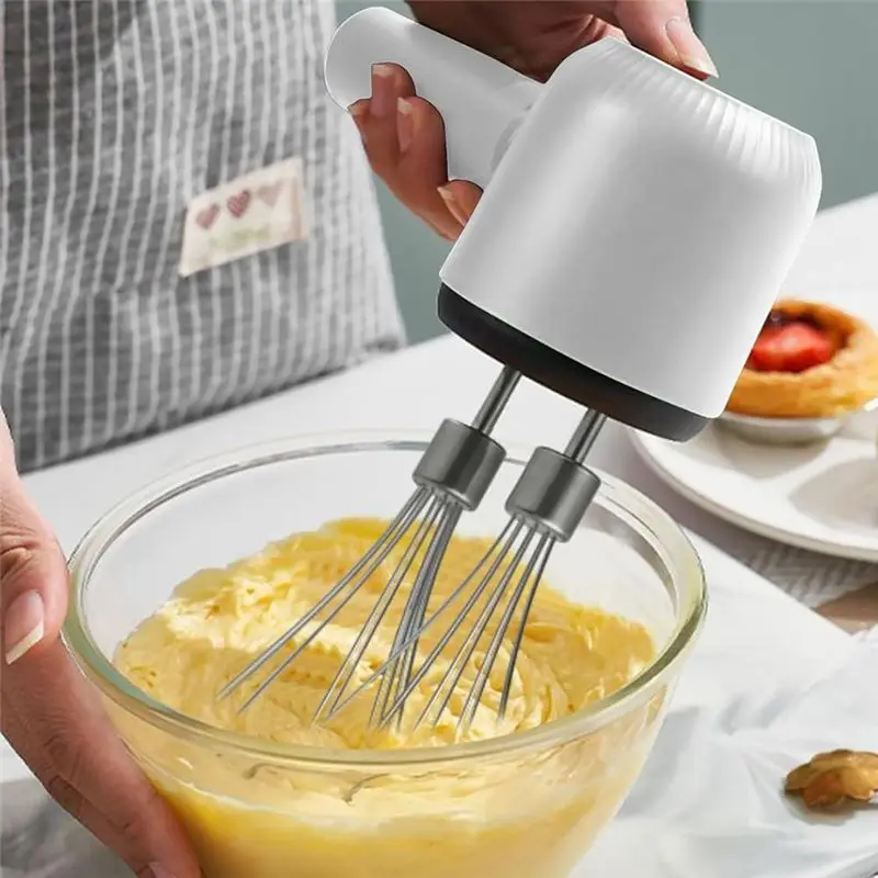 ABUN Electric Hand Mixer Wireless Portable Hand Whisk Rechargeable 3 Speeds 2 Whisk for Baking Whisk Milk Cream Egg