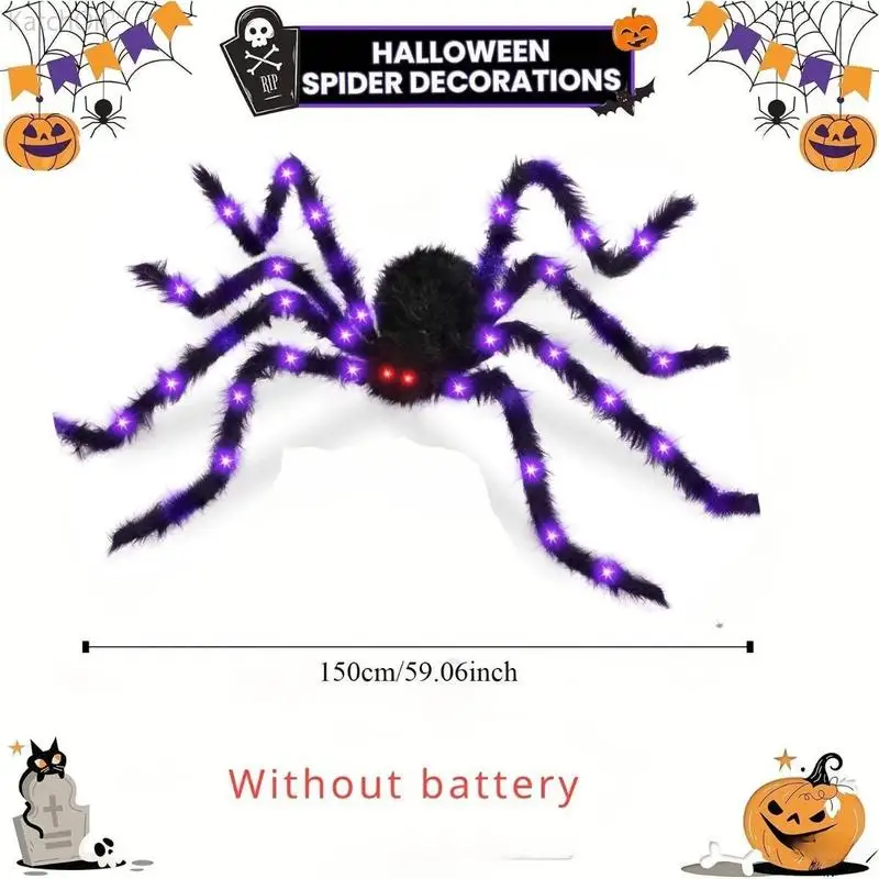 Glowing Spider Design String Light, Battery Required LED Spider String Light, Halloween Festive Decorations Outdoor & Indoor