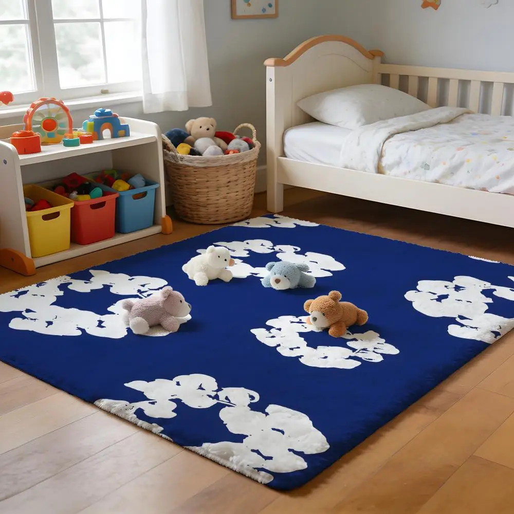 

Floor Mat Soft Flannel Rug Non-Slip Absorbent Mat for Bathroom Bedroom Home Decor Luxury D-Denim Hot T-Tears