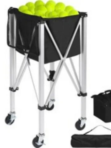 Polyester Foldable Tennis Ball Collector Cart Aluminum Alloy Material Rod Tennis Ball Cart Mobile Portable Ball Pickup Basket