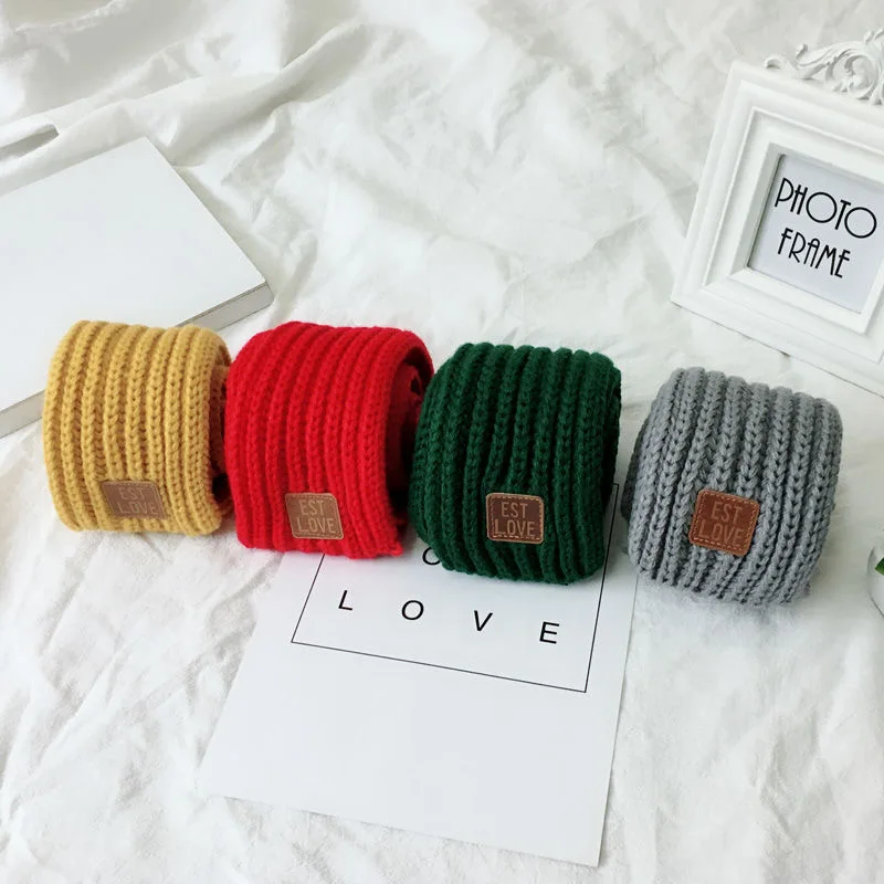 The Korean version of the original suifeng knit small scarf female qiu Dong pure color joker lovely short woolen scarf can do pa