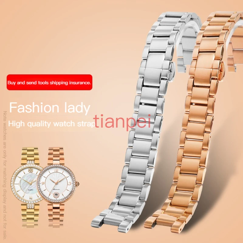 Concave interface Fashion Ladies Strap For Rossini FIYTA Tianwang Fuli Stainless Steel band with Notch Bracelet Accessories