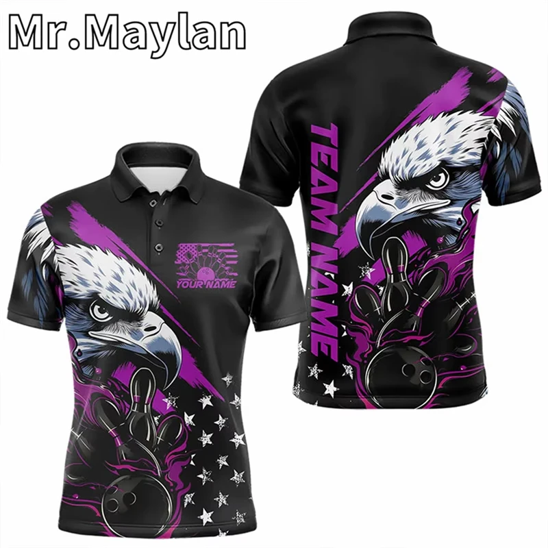 3D Mens Bowling Sports Man Polo Shirt Ustom Red Light Bowling Ball And Pins Team Bowling Jersey Outfit Gift Bowlers Unisex Tops