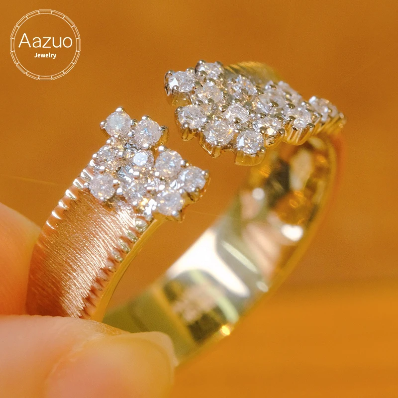 

Aazuo Fine Jewelry 18K Pure Yellow Gold Real Diamonds 0.35ct Fairy Open Ring Gift For Woman Deluxe Banquet Fashion Jewelry Au750