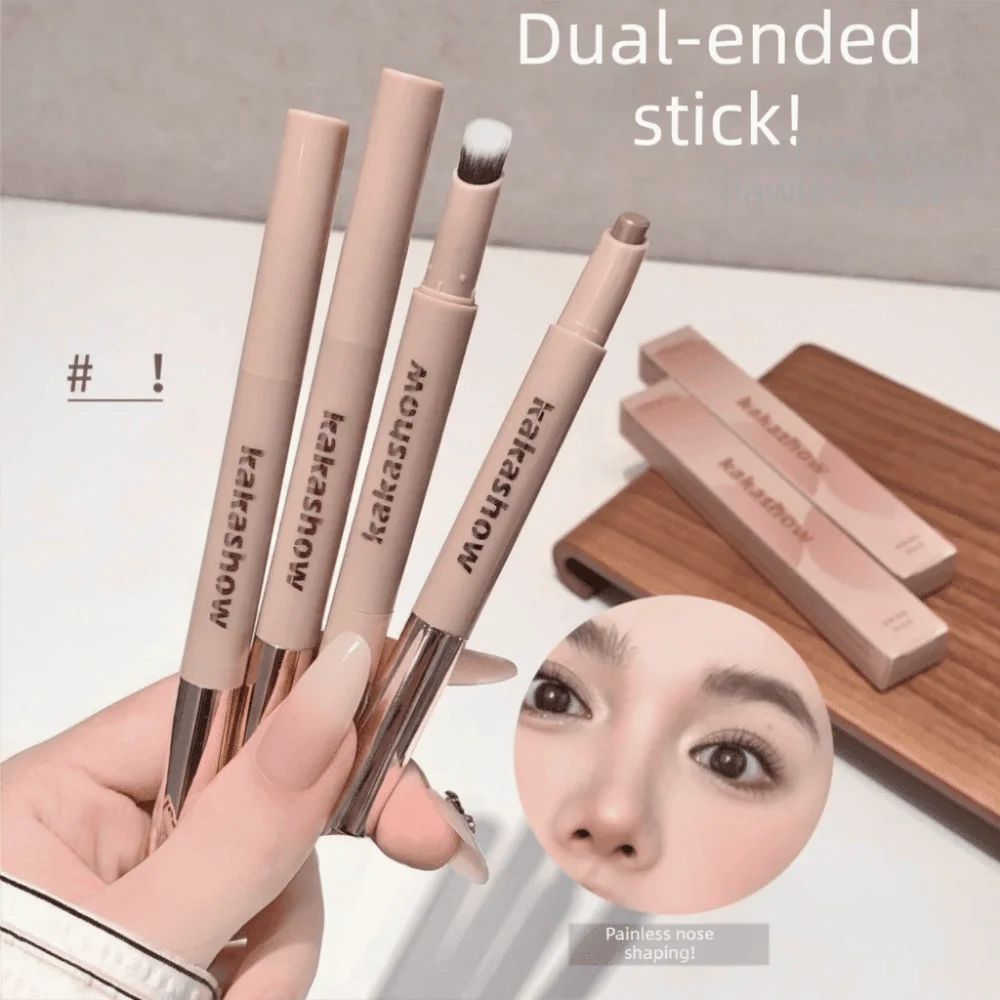 Long Lasting 3D Contouring Pen Matte Finish Cream-Textured Facial Contour Stick Waterproof With Brush Nose Shadow Contour Pen