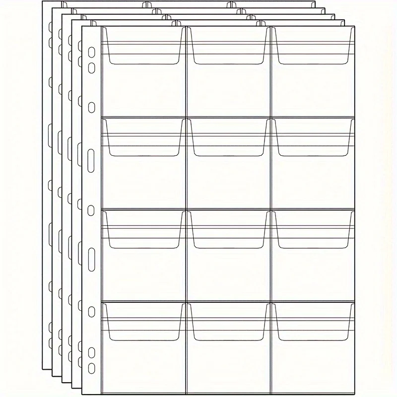 Clear PVC Coin Binder Pages 28x21cm, 5 Sheets Collection Sheets for Coins, Banknotes & Stamps, Album Inserts for Collectors