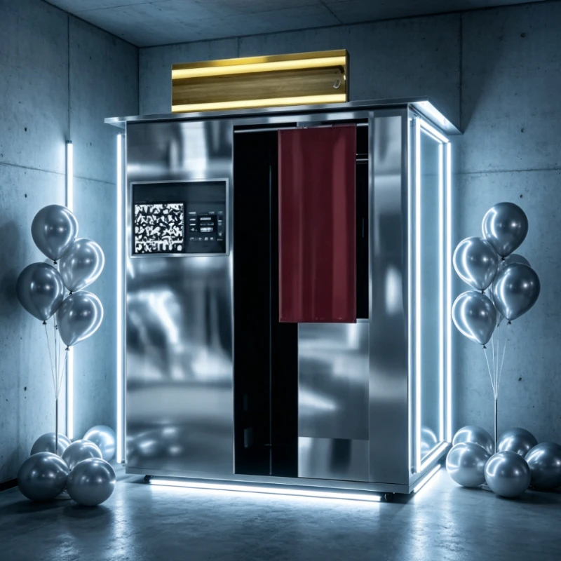 Customized All-in-one Metal Selfie Photo Booth Vending Machine, Built-in Camera Printer & Professional Photo Editing Software