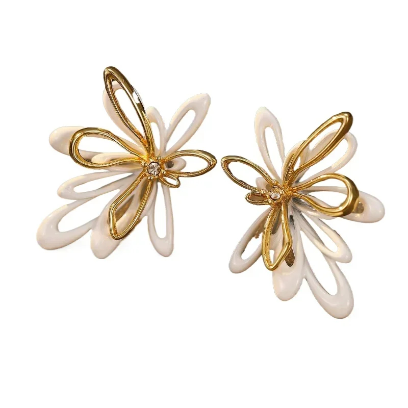 Trendy Jewelry Hot Selling Sweet Coating Flower Earrings For Girl Women Party Gifts Delicate Design Fine Accessories