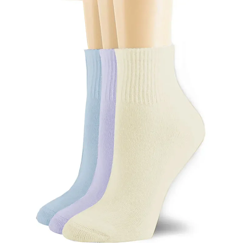 

Женские хлопковые спортивные носки с круглым вырезом/ щиколотками, 3 пары