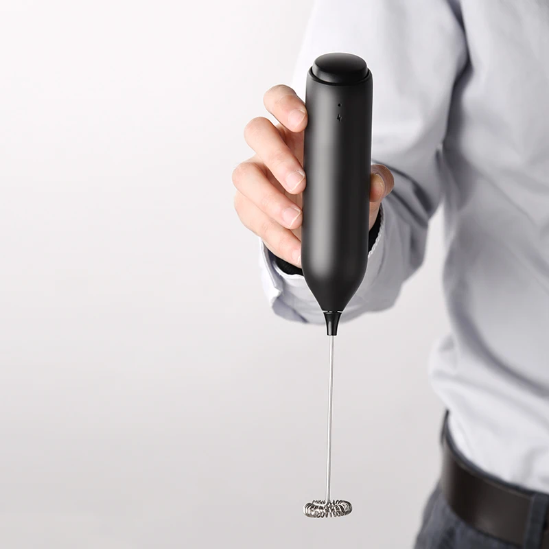 Youpin電気ミルク泡立て器セット、充電式ベース壁取り付け可能フォームメーカーコーヒー泡立てwand用のハンドヘルド泡立て器