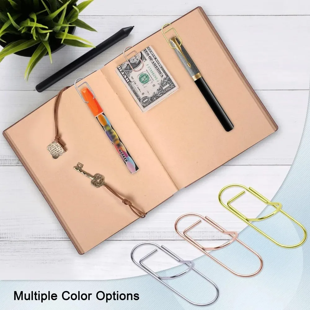 10Pcs Gold Stainless Steel Pen Clips Universal Metal Pen Holder Clips for Notebook Journal Book Office School Student Supplies