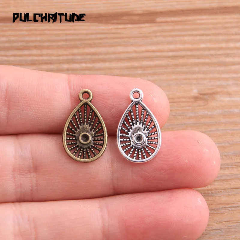 40PCS 12*19mm Metal Alloy 2020 New Two Color Water Droplets Charms Pendants For Jewelry Making DIY Handmade Craft