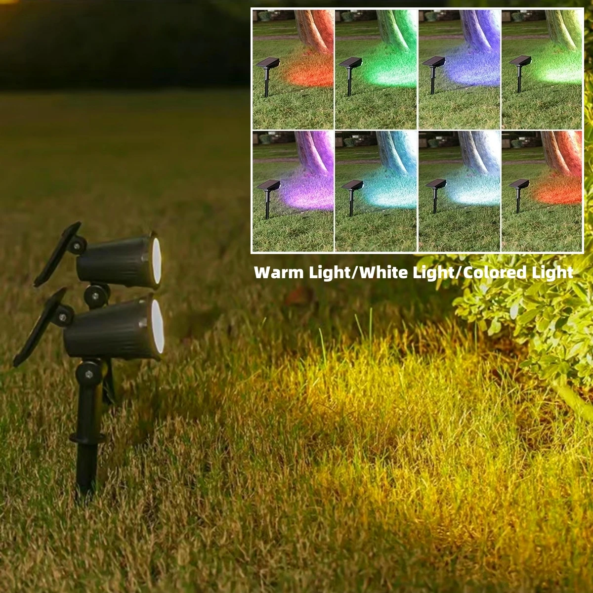 

9 LED Solar Spotlight Outdoor Super Bright Rainproof Landscape Garden Ground Plug Lawn Lamp Outdoor Wall-mount Lamp Multi Colors