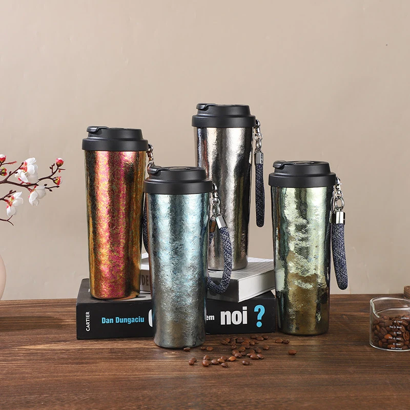 New Pure Titanium Coffee Mug Large Insulated Cup One Click Lid Portable Bottle For Car Office Daily Business Holiday Present Gif