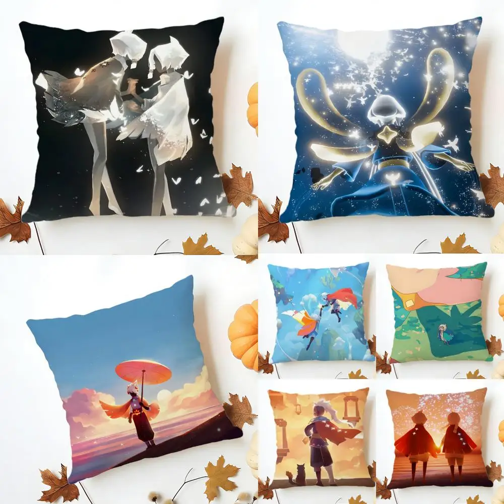 Warm Healing S-Sky Children Of The Lights Cushion Cover Washable Linen Pillowcase Soft  for Sofa Bed Cozy Home Room Decor